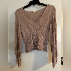 Light plink long sleeve blouse